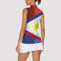 Philippines National Flag Day Women Sleeveless Polo Shirt - Polynesian and Yakan Tattoo Brush Style LT03 - Polynesian Pride