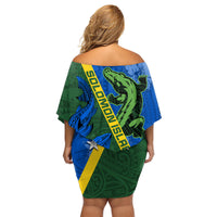 Solomon Island Crocodile and Shark Family Matching Off Shoulder Short Dress and Hawaiian Shirt Polynesian Pattern LT03 - Polynesian Pride