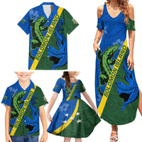 Solomon Island Crocodile and Shark Family Matching Summer Maxi Dress and Hawaiian Shirt Polynesian Pattern LT03 - Polynesian Pride