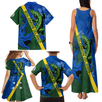 Solomon Island Crocodile and Shark Family Matching Tank Maxi Dress and Hawaiian Shirt Polynesian Pattern LT03 - Polynesian Pride