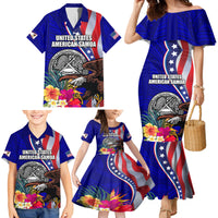 Personalised American Samoa and United States Family Matching Mermaid Dress and Hawaiian Shirt Bald Eagle and Seal Hibiscus Polynesian Pattern LT03 - Polynesian Pride