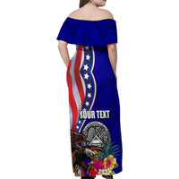 Personalised American Samoa and United States Family Matching Off Shoulder Maxi Dress and Hawaiian Shirt Bald Eagle and Seal Hibiscus Polynesian Pattern LT03 - Polynesian Pride