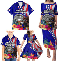 Personalised American Samoa and United States Family Matching Puletasi and Hawaiian Shirt Bald Eagle and Seal Hibiscus Polynesian Pattern LT03 - Polynesian Pride