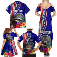 Personalised American Samoa and United States Family Matching Summer Maxi Dress and Hawaiian Shirt Bald Eagle and Seal Hibiscus Polynesian Pattern LT03 - Polynesian Pride