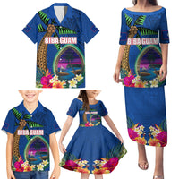 Guam Liberation Day 80th Anniversary Family Matching Puletasi and Hawaiian Shirt Palm Tree and Seal Artwork Hibiscus Polynesian Pattern LT03 - Polynesian Pride