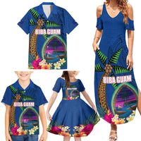 Guam Liberation Day 80th Anniversary Family Matching Summer Maxi Dress and Hawaiian Shirt Palm Tree and Seal Artwork Hibiscus Polynesian Pattern LT03 - Polynesian Pride