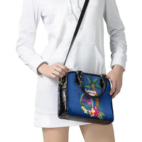 Guam Liberation Day 80th Anniversary Shoulder Handbag Palm Tree and Seal Artwork Hibiscus Polynesian Pattern