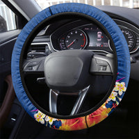 Guam Liberation Day 80th Anniversary Steering Wheel Cover Palm Tree and Seal Artwork Hibiscus Polynesian Pattern