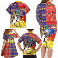 Philippines Kadayawan Family Matching Long Sleeve Bodycon Dress and Hawaiian Shirt Filipino Eagle Durian with Polynesian and Igorots Pattern LT03 - Polynesian Pride