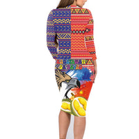 Philippines Kadayawan Family Matching Long Sleeve Bodycon Dress and Hawaiian Shirt Filipino Eagle Durian with Polynesian and Igorots Pattern LT03 - Polynesian Pride
