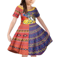 Philippines Kadayawan Family Matching Mermaid Dress and Hawaiian Shirt Filipino Eagle Durian with Polynesian and Igorots Pattern LT03 Daughter's Dress Red - Polynesian Pride