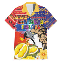 Philippines Kadayawan Family Matching Mermaid Dress and Hawaiian Shirt Filipino Eagle Durian with Polynesian and Igorots Pattern LT03 Dad's Shirt - Short Sleeve Red - Polynesian Pride