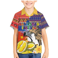 Philippines Kadayawan Family Matching Mermaid Dress and Hawaiian Shirt Filipino Eagle Durian with Polynesian and Igorots Pattern LT03 Son's Shirt Red - Polynesian Pride