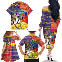 Philippines Kadayawan Family Matching Off The Shoulder Long Sleeve Dress and Hawaiian Shirt Filipino Eagle Durian with Polynesian and Igorots Pattern LT03 - Polynesian Pride