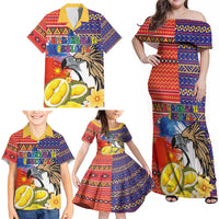 Philippines Kadayawan Family Matching Off Shoulder Maxi Dress and Hawaiian Shirt Filipino Eagle Durian with Polynesian and Igorots Pattern LT03 - Polynesian Pride