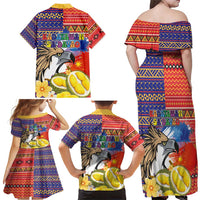 Philippines Kadayawan Family Matching Off Shoulder Maxi Dress and Hawaiian Shirt Filipino Eagle Durian with Polynesian and Igorots Pattern LT03 - Polynesian Pride