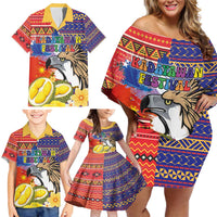 Philippines Kadayawan Family Matching Off Shoulder Short Dress and Hawaiian Shirt Filipino Eagle Durian with Polynesian and Igorots Pattern LT03 - Polynesian Pride