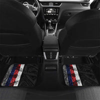 Hawaii Statehood Day Car Mats 50th state of the United States Kakau Tattoos and Hibiscus Grunge LT03 Set 2pcs - Back Black - Polynesian Pride