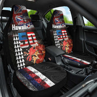 Hawaii Statehood Day Car Seat Cover 50th state of the United States Kakau Tattoos and Hibiscus Grunge LT03 One Size Black - Polynesian Pride
