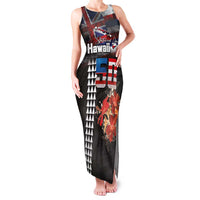 Hawaii Statehood Day Family Matching Tank Maxi Dress and Hawaiian Shirt 50th state of the United States Kakau Tattoos and Hibiscus Grunge LT03 Mom's Dress Black - Polynesian Pride