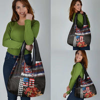 Hawaii Statehood Day Grocery Bag 50th state of the United States Kakau Tattoos and Hibiscus Grunge LT03 - Polynesian Pride