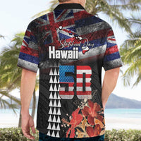 Hawaii Statehood Day Hawaiian Shirt 50th state of the United States Kakau Tattoos and Hibiscus Grunge LT03 - Polynesian Pride