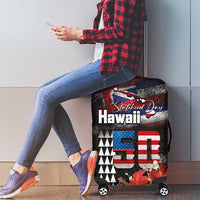 Hawaii Statehood Day Luggage Cover 50th state of the United States Kakau Tattoos and Hibiscus Grunge LT03 - Polynesian Pride