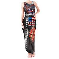 Hawaii Statehood Day Tank Maxi Dress 50th state of the United States Kakau Tattoos and Hibiscus Grunge LT03 Women Black - Polynesian Pride