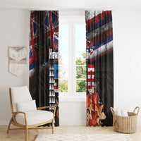 Hawaii Statehood Day Window Curtain 50th state of the United States Kakau Tattoos and Hibiscus Grunge LT03 - Polynesian Pride