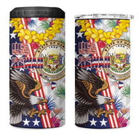 Hawaii and United States Together 4 in 1 Can Cooler Tumbler Seal of Hawaii and Bald Eagle LT03 One Size: 16 oz White - Polynesian Pride