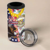 Hawaii and United States Together 4 in 1 Can Cooler Tumbler Seal of Hawaii and Bald Eagle LT03 - Polynesian Pride