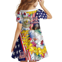 Hawaii and United States Together Family Matching Off The Shoulder Long Sleeve Dress and Hawaiian Shirt Seal of Hawaii and Bald Eagle LT03 - Polynesian Pride