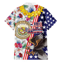 Hawaii and United States Together Family Matching Short Sleeve Bodycon Dress and Hawaiian Shirt Seal of Hawaii and Bald Eagle LT03 - Polynesian Pride