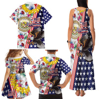 Hawaii and United States Together Family Matching Tank Maxi Dress and Hawaiian Shirt Seal of Hawaii and Bald Eagle LT03 - Polynesian Pride
