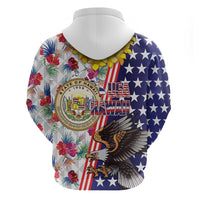 Hawaii and United States Together Hoodie Seal of Hawaii and Bald Eagle LT03 - Polynesian Pride