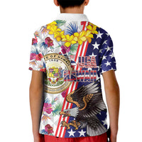 Hawaii and United States Together Kid Polo Shirt Seal of Hawaii and Bald Eagle LT03 - Polynesian Pride