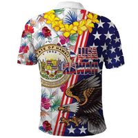 Hawaii and United States Together Polo Shirt Seal of Hawaii and Bald Eagle LT03 - Polynesian Pride