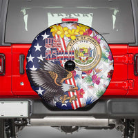 Hawaii and United States Together Spare Tire Cover Seal of Hawaii and Bald Eagle LT03 - Polynesian Pride