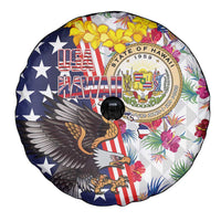 Hawaii and United States Together Spare Tire Cover Seal of Hawaii and Bald Eagle LT03 - Polynesian Pride