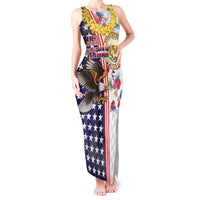 Hawaii and United States Together Tank Maxi Dress Seal of Hawaii and Bald Eagle LT03 Women White - Polynesian Pride