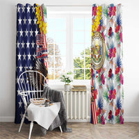 Hawaii and United States Together Window Curtain Seal of Hawaii and Bald Eagle - Polynesian Pride