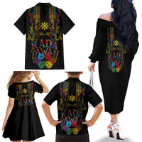 Philippines Kadayawan Festival Family Matching Off The Shoulder Long Sleeve Dress and Hawaiian Shirt Polynesian Tribal Art Barong Style LT03 - Polynesian Pride