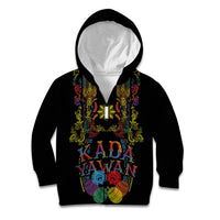 Philippines Kadayawan Festival Kid Hoodie Polynesian Tribal Art Barong Style LT03 Zip Hoodie Black - Polynesian Pride