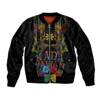 Philippines Kadayawan Festival Sleeve Zip Bomber Jacket Polynesian Tribal Art Barong Style LT03 Unisex Black - Polynesian Pride