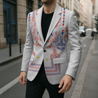 Philippines Barong Style Blazer Polynesian Kakau Art Tattoos with Tribal Filipino Sun