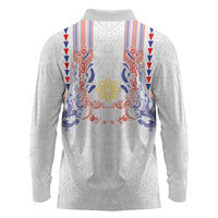 Philippines Barong Style Long Sleeve Polo Shirt Polynesian Kakau Art Tattoos with Tribal Filipino Sun LT03 - Polynesian Pride