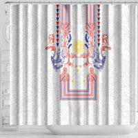 Philippines Barong Style Shower Curtain Polynesian Kakau Art Tattoos with Tribal Filipino Sun LT03 - Polynesian Pride