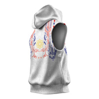 Philippines Barong Style Sleeveless Hoodie Polynesian Kakau Art Tattoos with Tribal Filipino Sun LT03 - Polynesian Pride