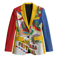 Philippines MassKara Festival Blazer Smile Masks with Hawaiian Art Pattern and Tropical Plants LT03 Unisex Multicolor - Polynesian Pride
