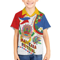 Philippines MassKara Festival Family Matching Puletasi and Hawaiian Shirt Smile Masks with Hawaiian Art Pattern and Tropical Plants LT03 Son's Shirt Multicolor - Polynesian Pride